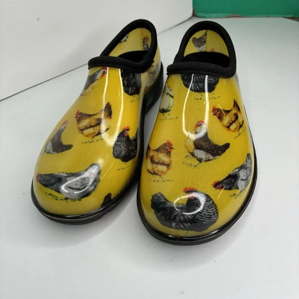 Groundwork Garden Clogs Womens Sz 8 Yellow Waterproof Shoes Chickens Hens